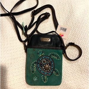 NWT Chala Cell Phone Purse Crossbody Convertible DAZZLED TURTLE Turquoise Blue
